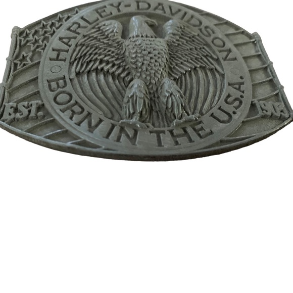 Vtg Harley Davidson Motorcycle 1970s Bald Eagle Made in USA Pewter Belt Buckle - Picture 3 of 10